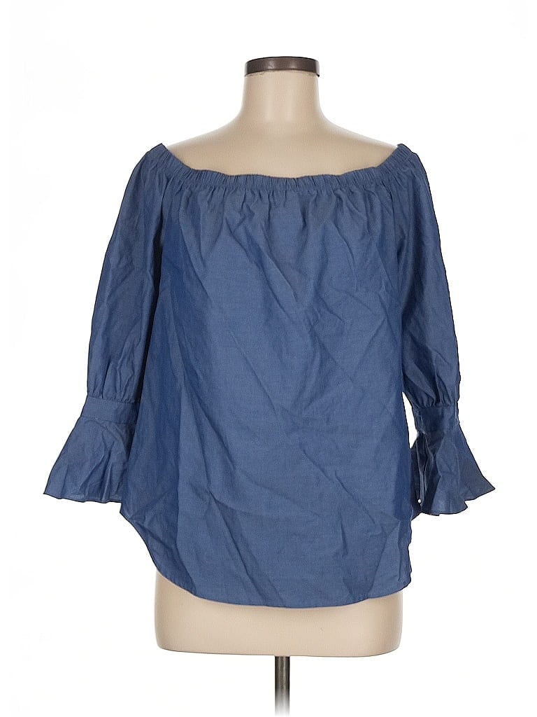 Pre-owned 7th Avenue Design Studio New York & Company 3/4 Sleeve Blouse In Blue