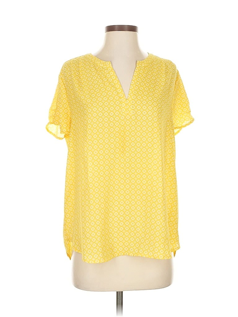 Pre-owned Pleione Short Sleeve Blouse In Yellow