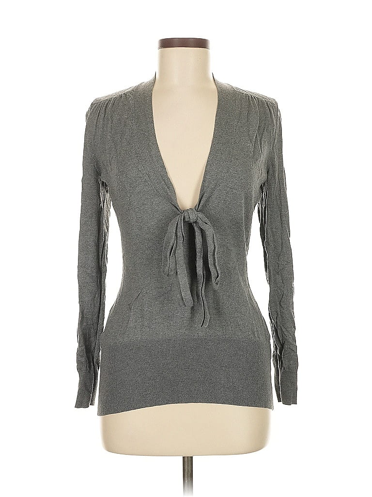 Click to view more detailed imagery on our partner's website Pre-owned Banana Republic Long Sleeve Top Gray Plunge Neckline Tops
