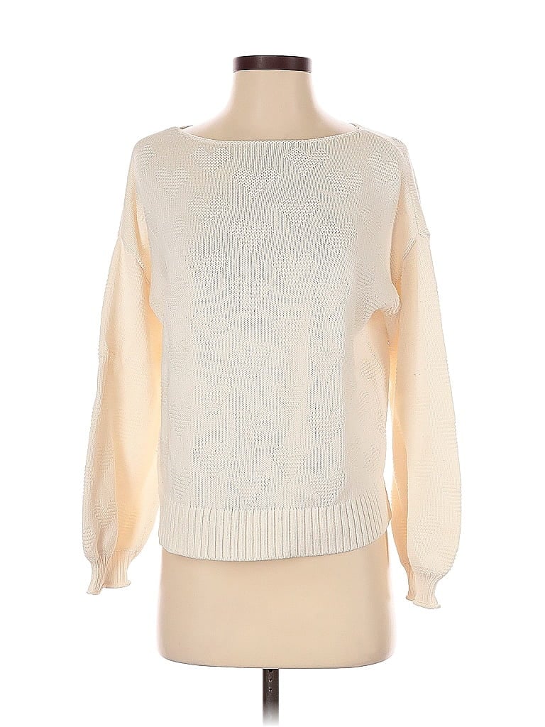 Pre-owned Ann Taylor Loft Pullover Sweater In White