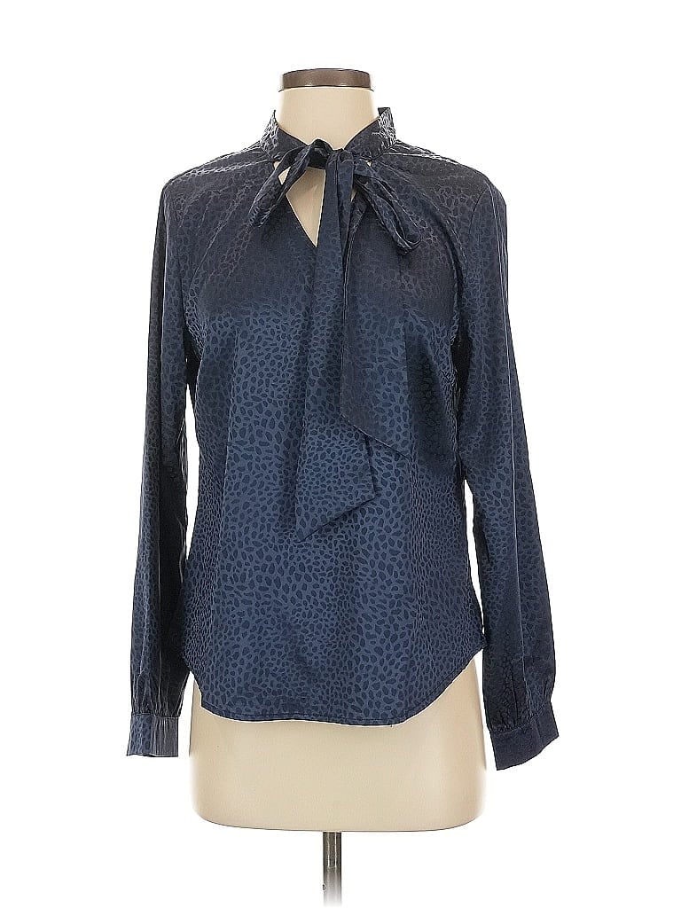 Pre-owned Allegra K Long Sleeve Blouse In Blue