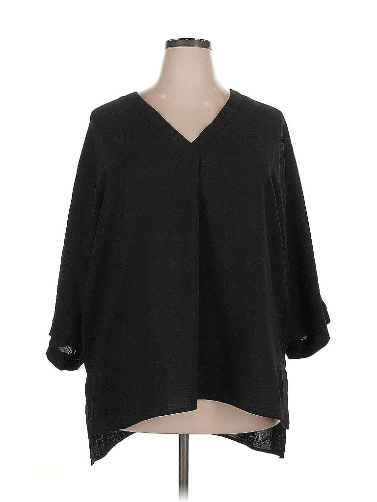 Pre-owned Fred David 3/4 Sleeve Blouse In Black