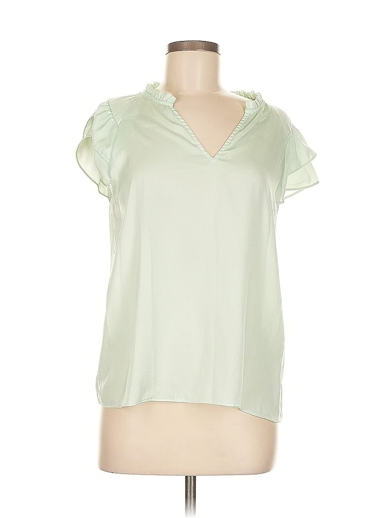 Pre-owned Banana Republic Factory Store Short Sleeve Blouse In Green