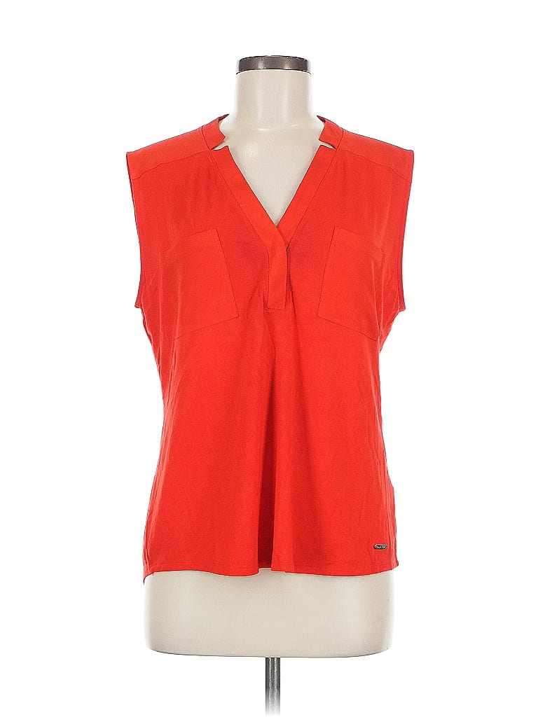 Pre-owned Calvin Klein Sleeveless Blouse In Red