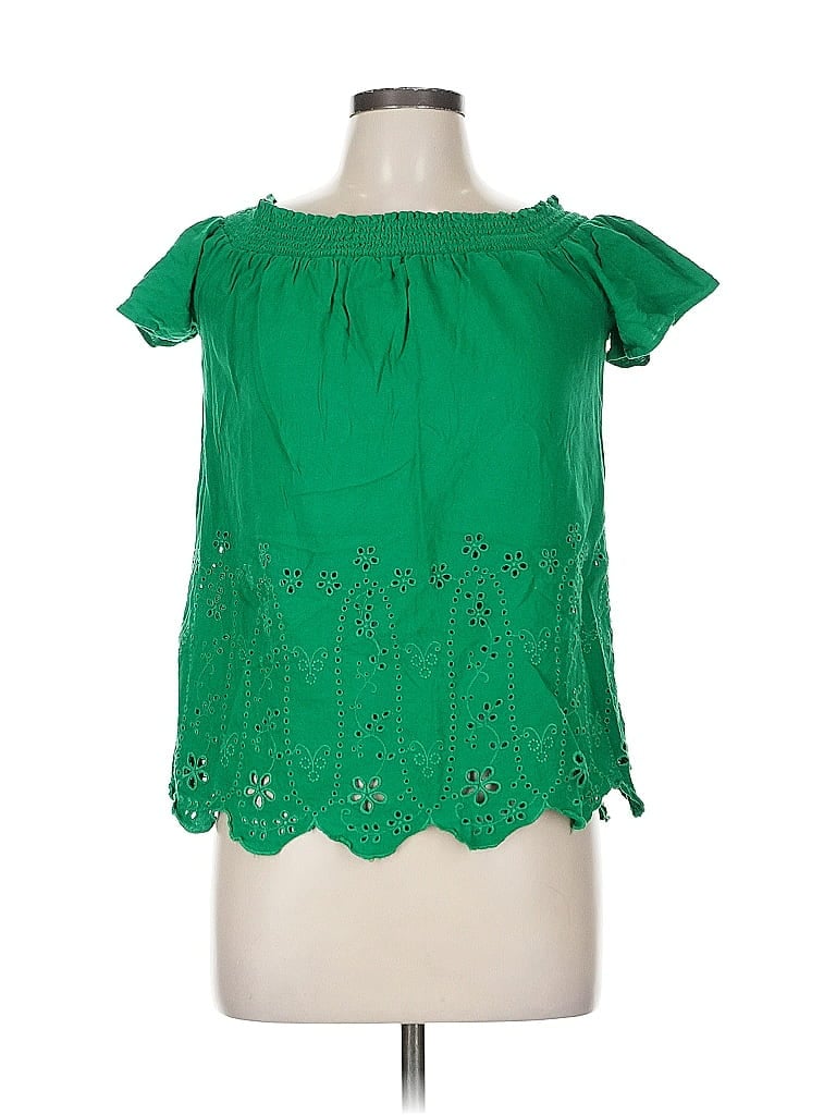 Pre-owned Old Navy Short Sleeve Blouse In Green