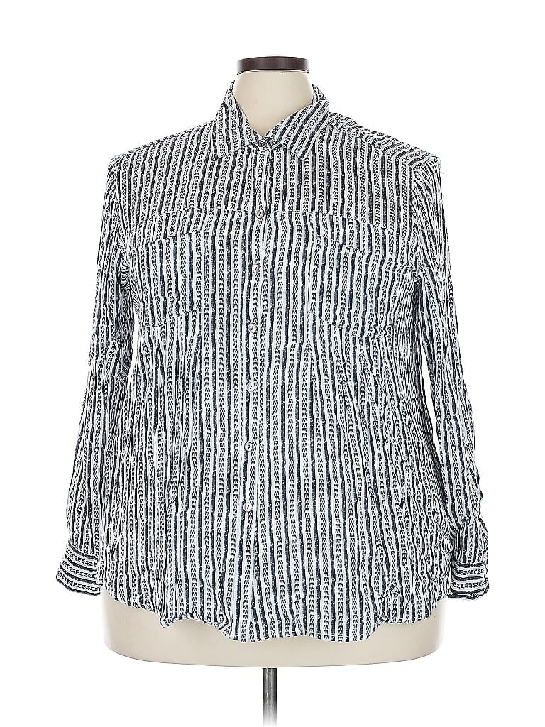 Pre-owned Style & Co Long Sleeve Button Down Shirt In Blue