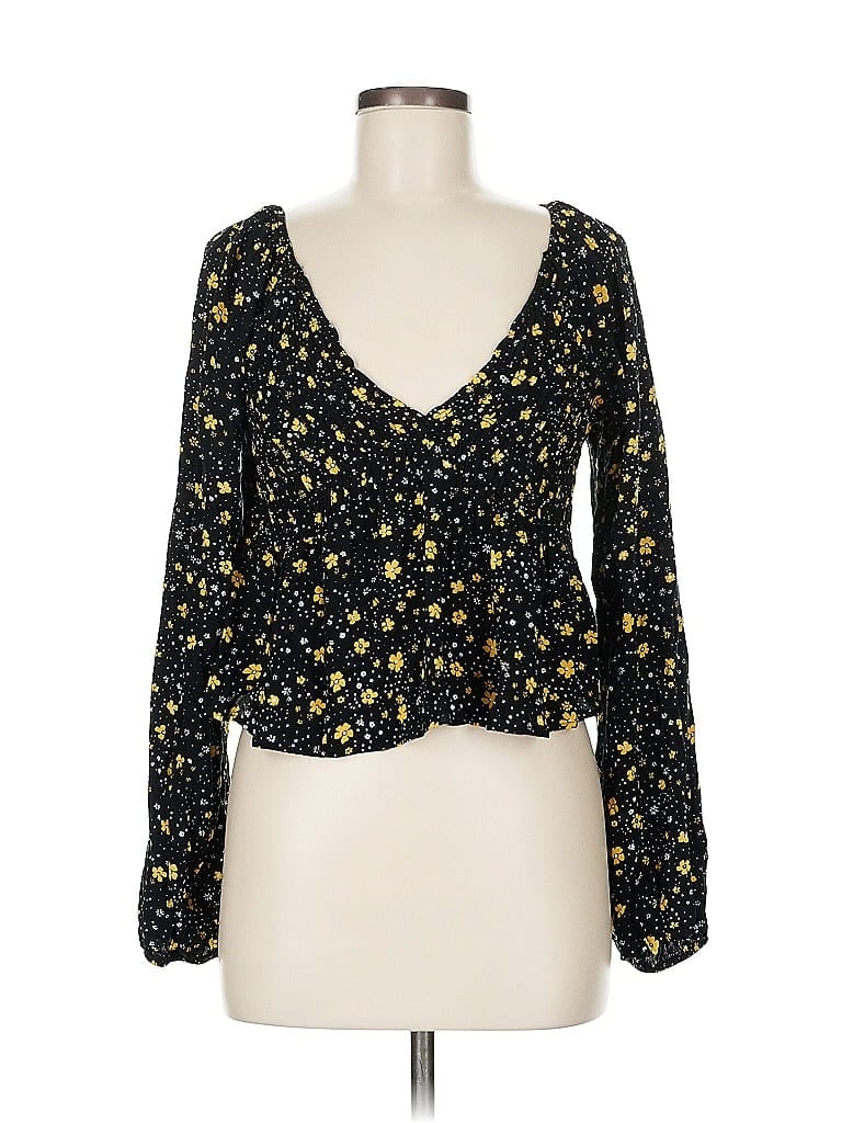 Pre-owned La Hearts Long Sleeve Blouse In Black