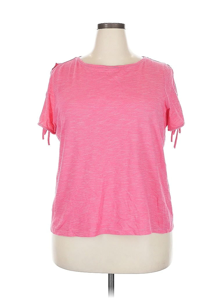 Pre-owned Talbots Outlet Short Sleeve Top Pink Cold Shoulder Neckline Tops
