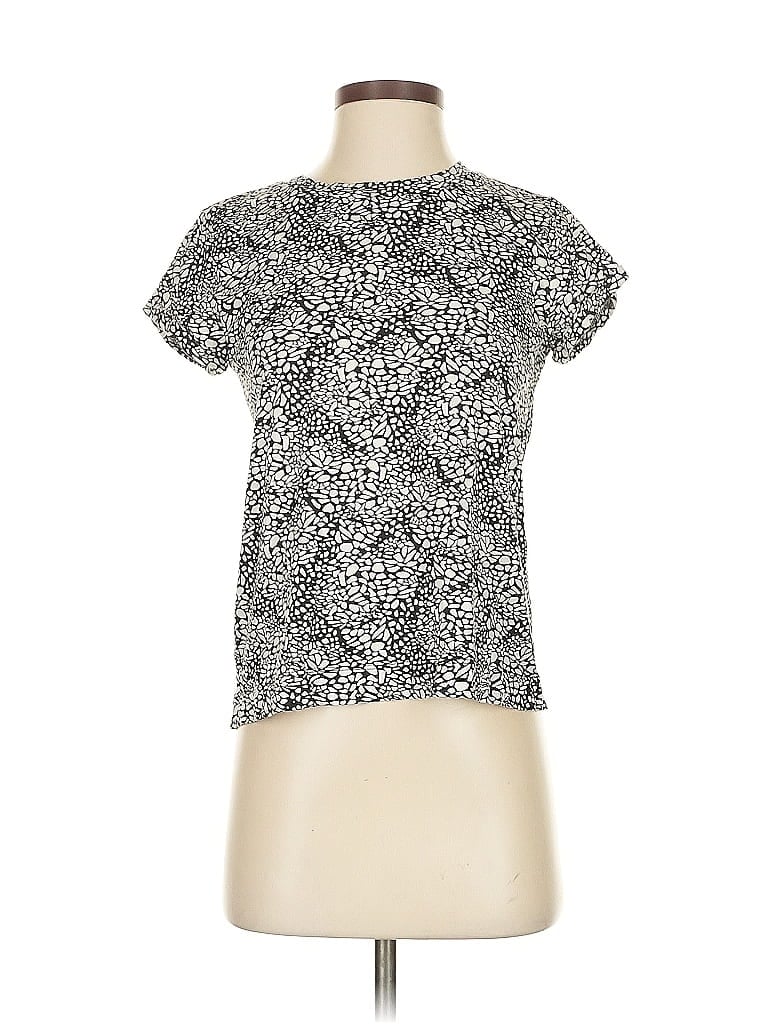 Pre-owned Ann Taylor Loft Short Sleeve Blouse In Silver
