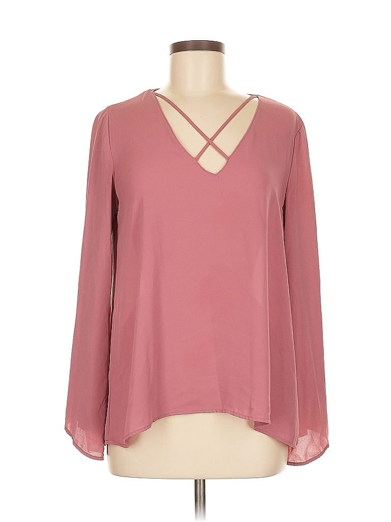 Pre-owned Lush Long Sleeve Blouse In Pink