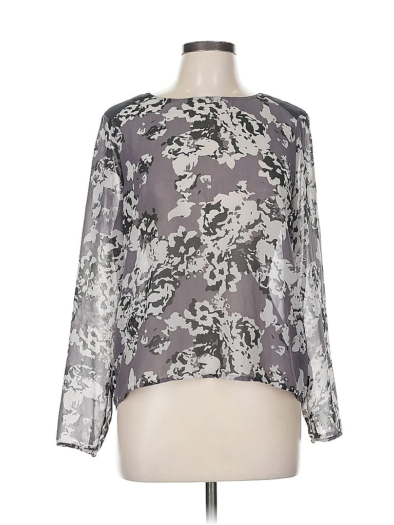 Pre-owned Banana Republic Factory Store Long Sleeve Blouse In Gray