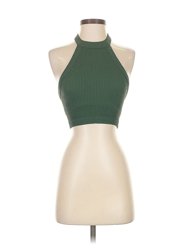 Pre-owned Aerie Tank Top Green Halter Neckline Tops