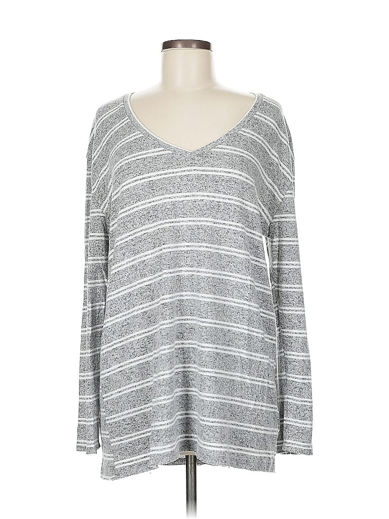 Pre-owned Bp. Long Sleeve Top Gray V Neck Tops
