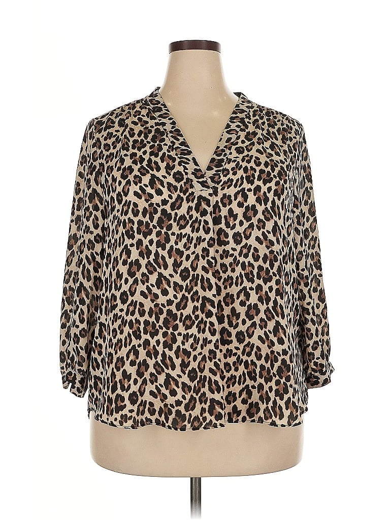 Pre-owned Vince Camuto 3/4 Sleeve T-shirt In Brown