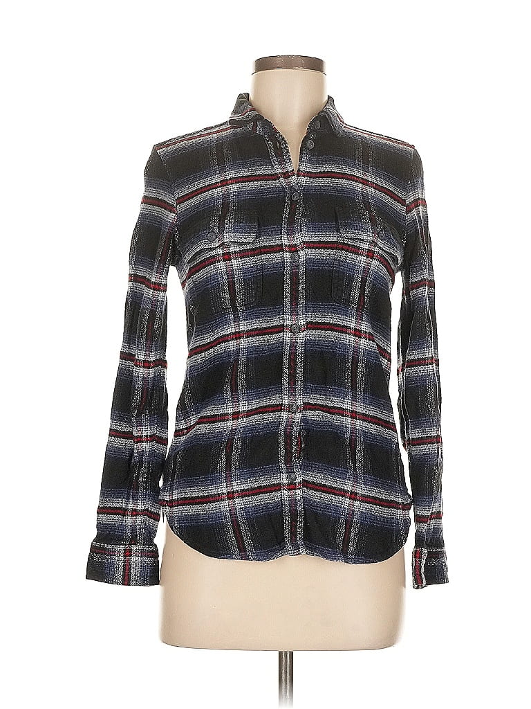 Pre-owned American Eagle Outfitters Long Sleeve Button Down Shirt In Black