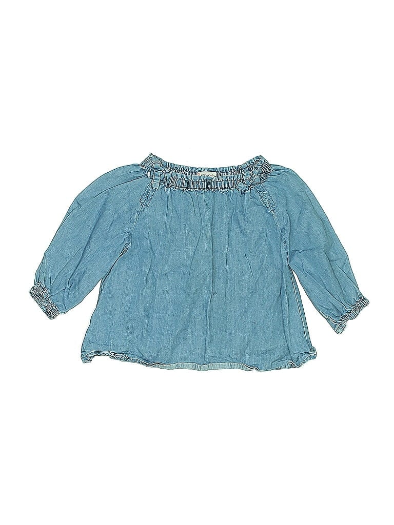 Pre-owned Crewcuts Kids' 3/4 Sleeve Blouse In Blue