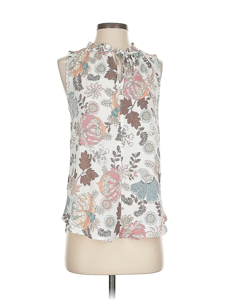 Pre-owned Ann Taylor Loft Sleeveless Blouse In White