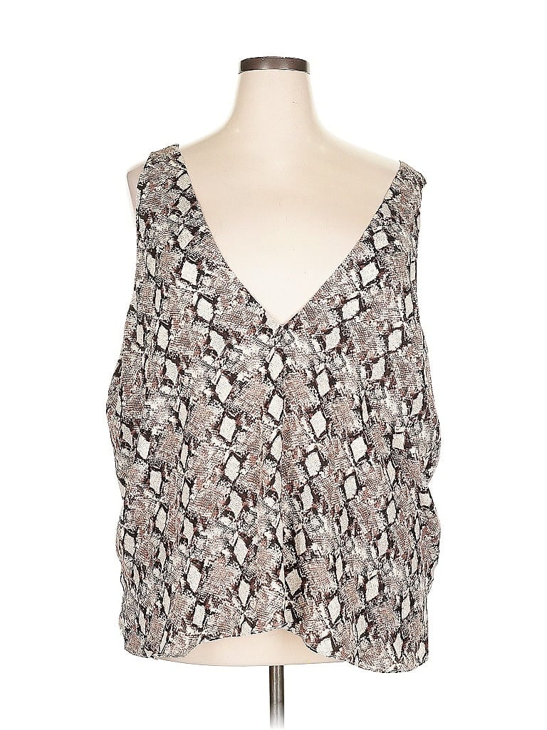 Pre-owned Leith Sleeveless Blouse In Brown