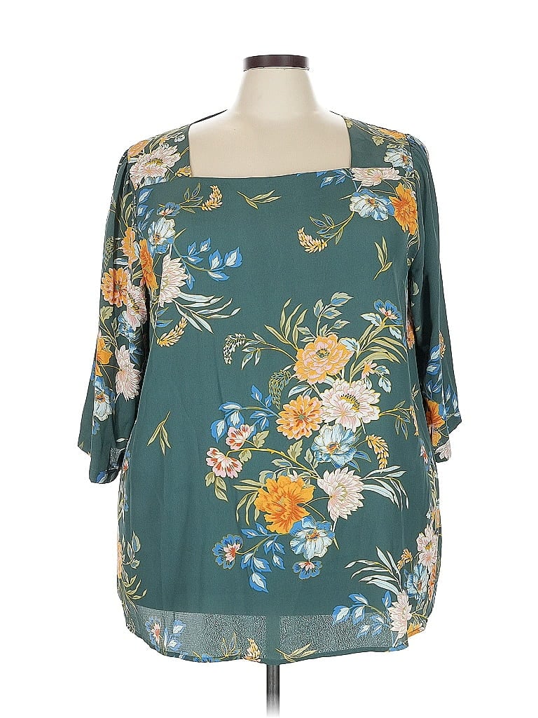 Pre-owned Melloday 3/4 Sleeve Blouse In Blue