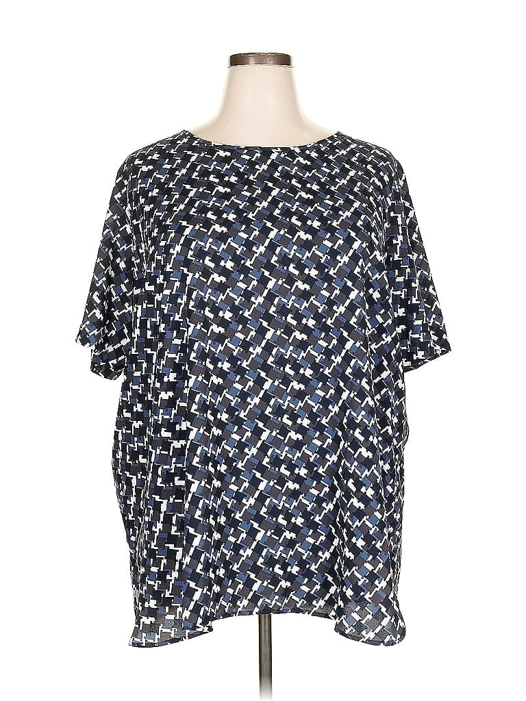 Click to view more detailed imagery on our partner's website Pre-owned Persona By Marina Rinaldi Short Sleeve Blouse In Blue