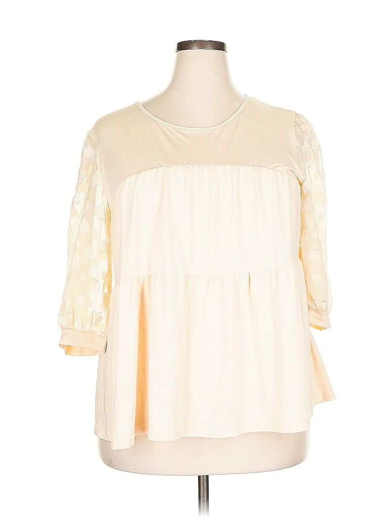 Pre-owned Grace Karin 3/4 Sleeve T-shirt In White