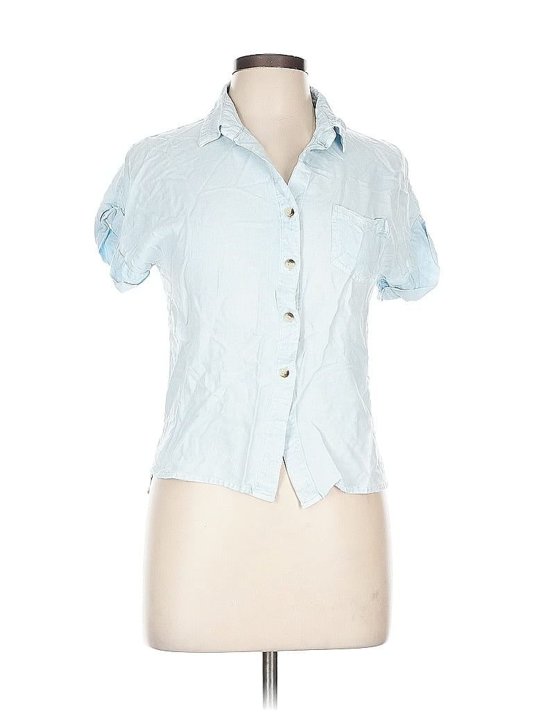 Pre-owned Sim & Sam Short Sleeve Blouse In Blue