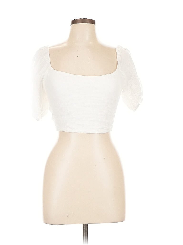 Pre-owned Peppermayo Short Sleeve Top Ivory Sweetheart Neckline Tops In White