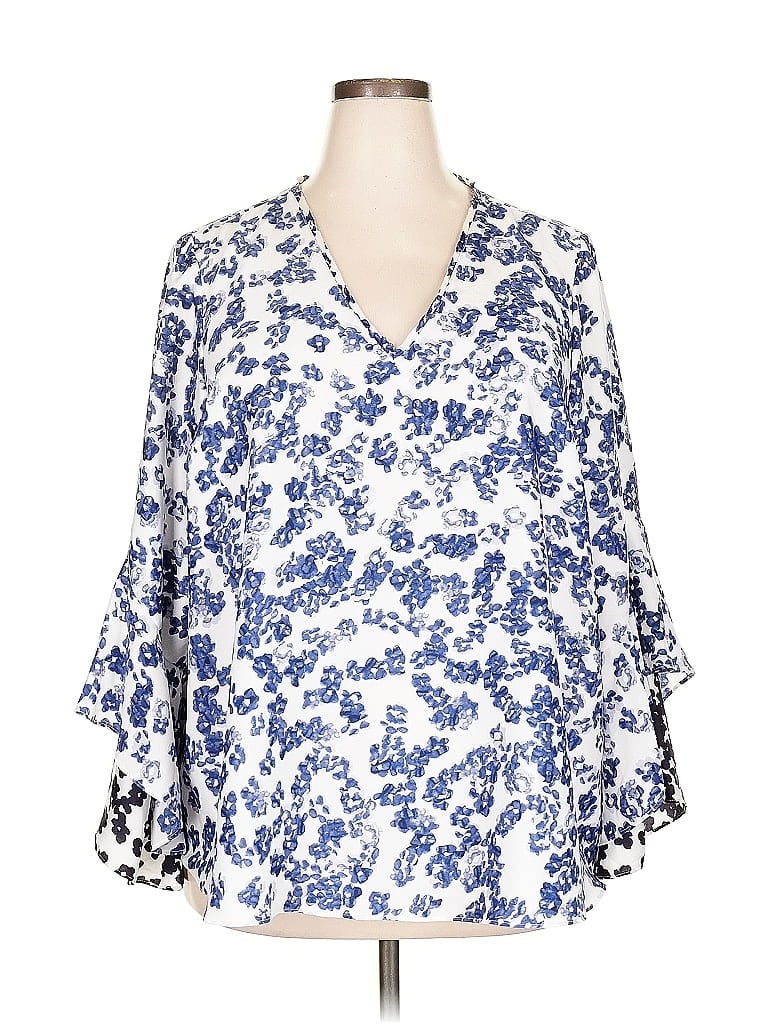 Pre-owned Rachel Rachel Roy 3/4 Sleeve Blouse In Blue