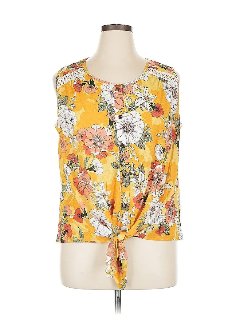 Pre-owned Perseption Concept Sleeveless Blouse In Yellow
