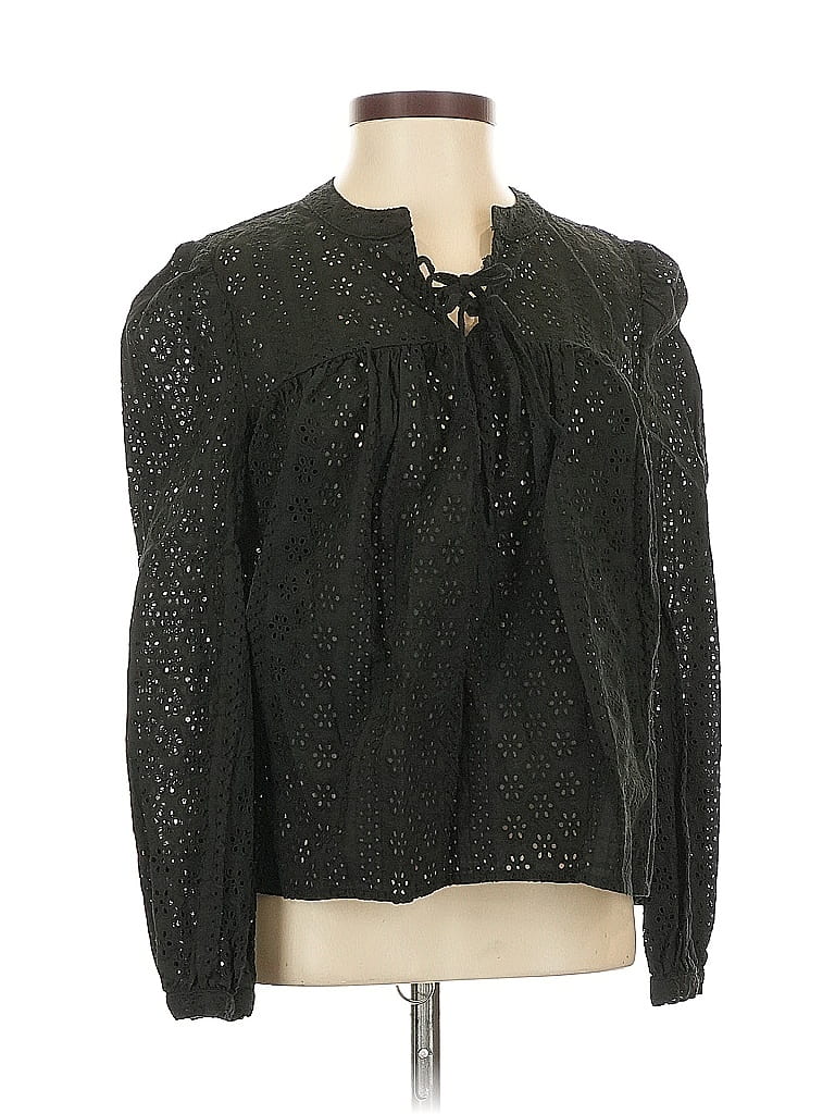 Pre-owned Madewell Long Sleeve Blouse In Black