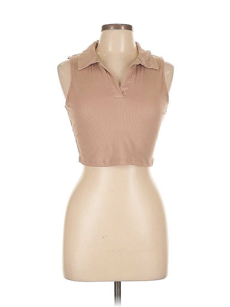 Pre-owned No Comment Sleeveless Blouse In Brown