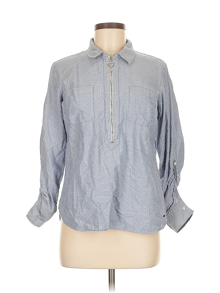 Pre-owned Tommy Hilfiger Long Sleeve Blouse In Gray