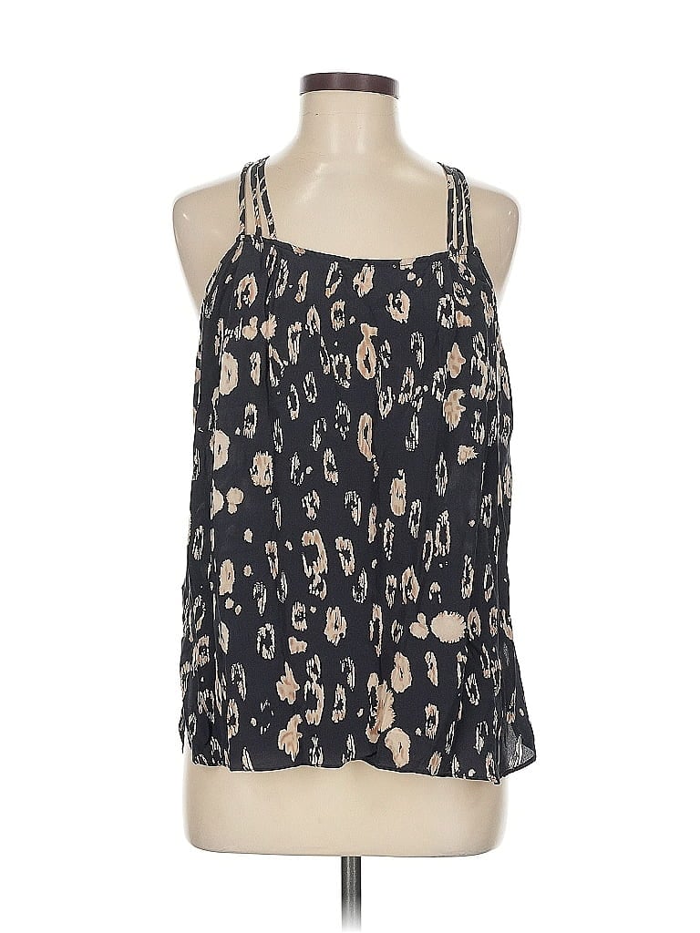 WAVERLY GREY Pre-owned Sleeveless Silk Top Black Halter Neckline Tops