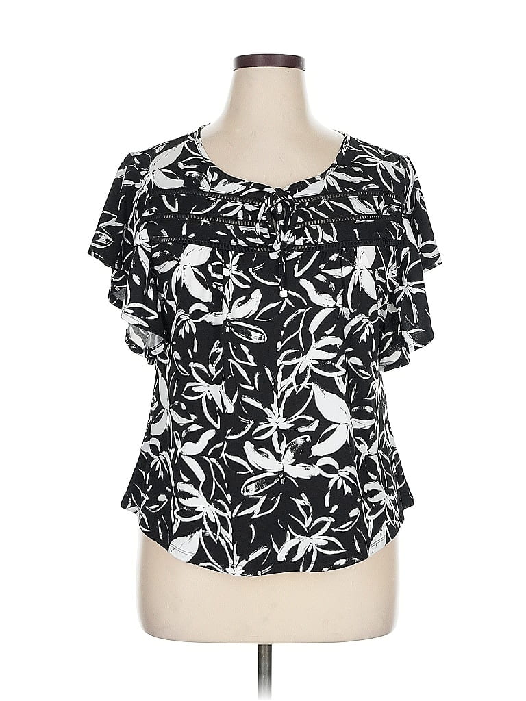 ADRIENNE VITTADINI Pre-owned Short Sleeve Blouse In Black
