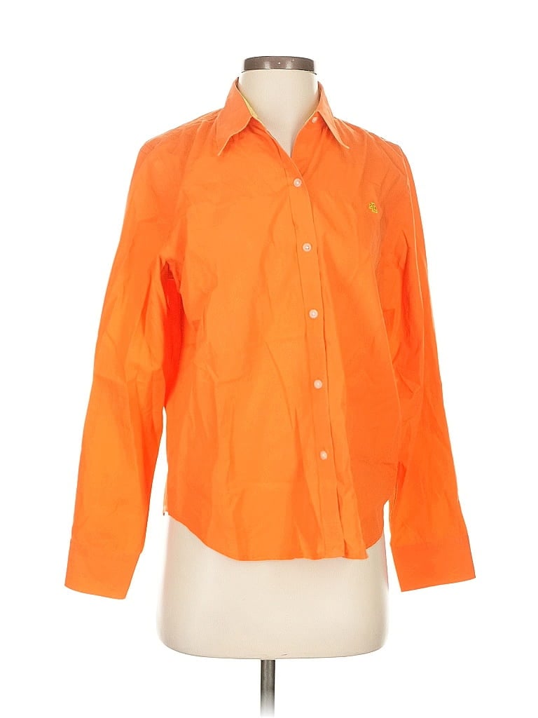 Pre-owned Polo Ralph Lauren 3/4 Sleeve Button Down Shirt In Orange