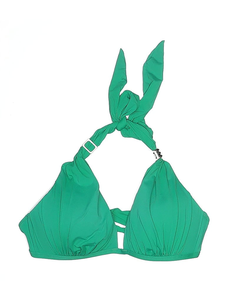 Pre-owned Kenneth Cole New York Swimsuit Top Green Solid Pattern Swimwear