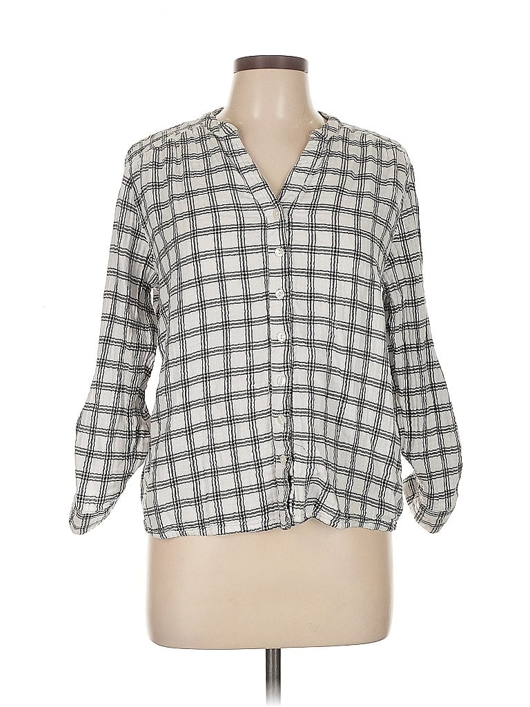 Pre-owned Style & Co 3/4 Sleeve Button Down Shirt In Gray