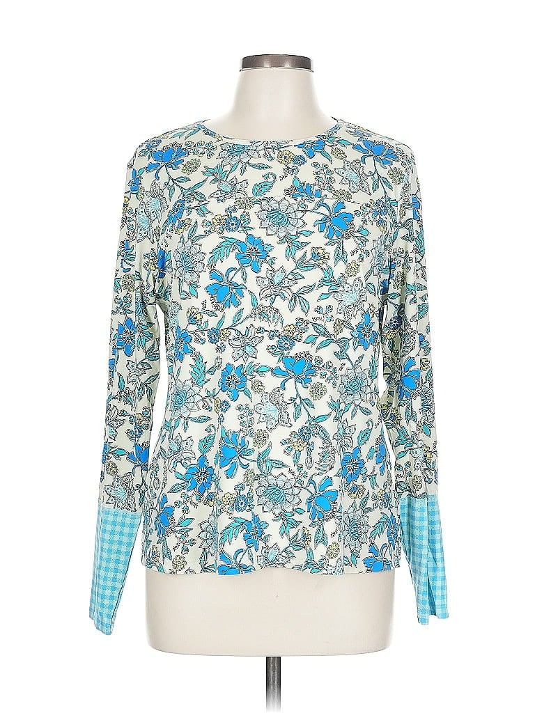 Pre-owned Lands' End Long Sleeve Blouse In Blue