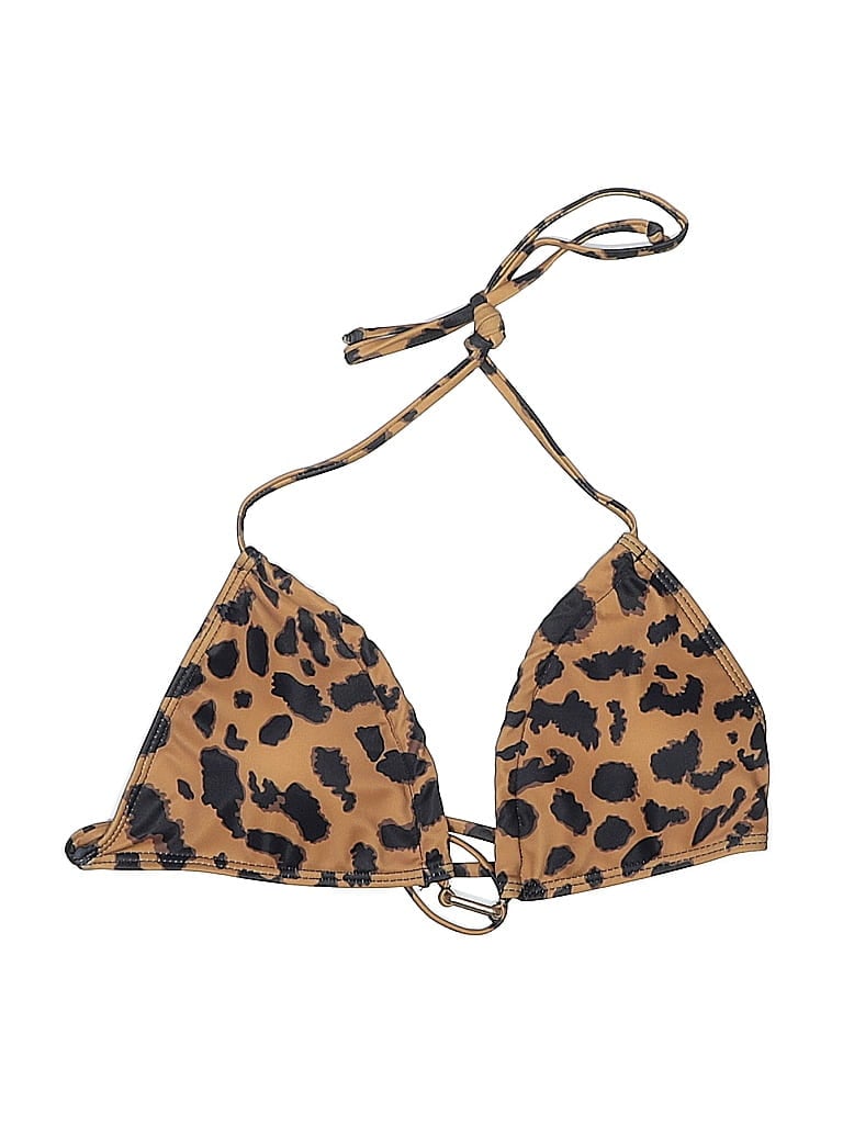 Pre-owned Unbranded Swimsuit Top Brown Animal Print Pattern Swimwear