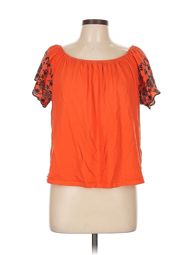 Pre-owned H&m Short Sleeve Top Orange Sweetheart Neckline Tops