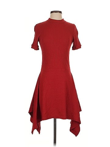 Susana Monaco Red Ribbed Dress (view 1)