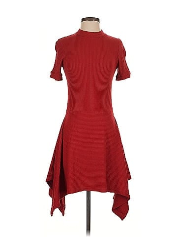 Susana Monaco Red Ribbed Dress (view 1)