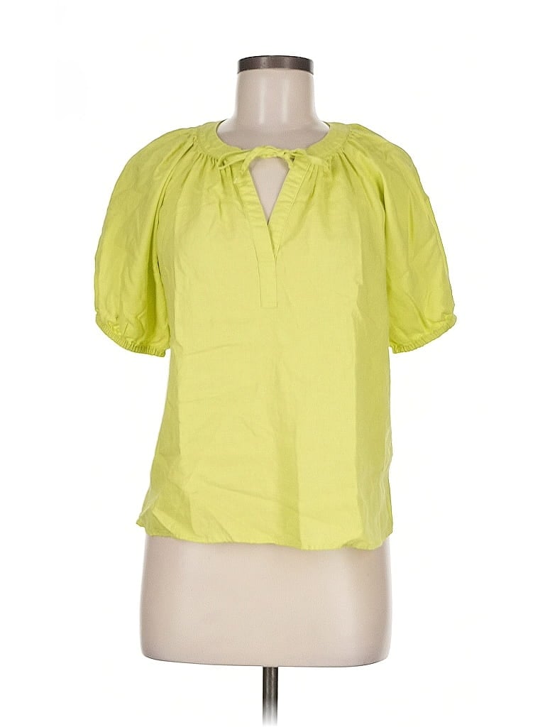 Pre-owned Ann Taylor Loft Short Sleeve Blouse In Green