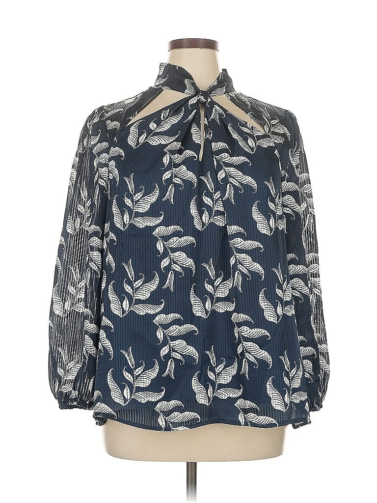 Pre-owned Lane Bryant 3/4 Sleeve Blouse In Blue