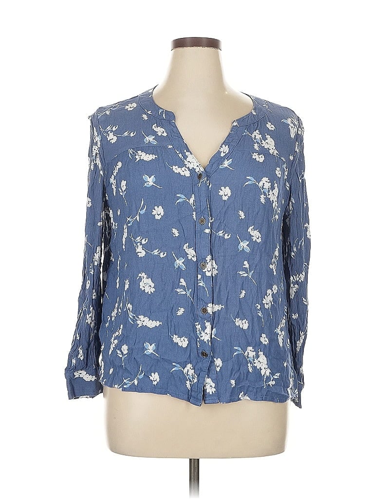 Pre-owned A.n.a. A New Approach 3/4 Sleeve Blouse In Blue