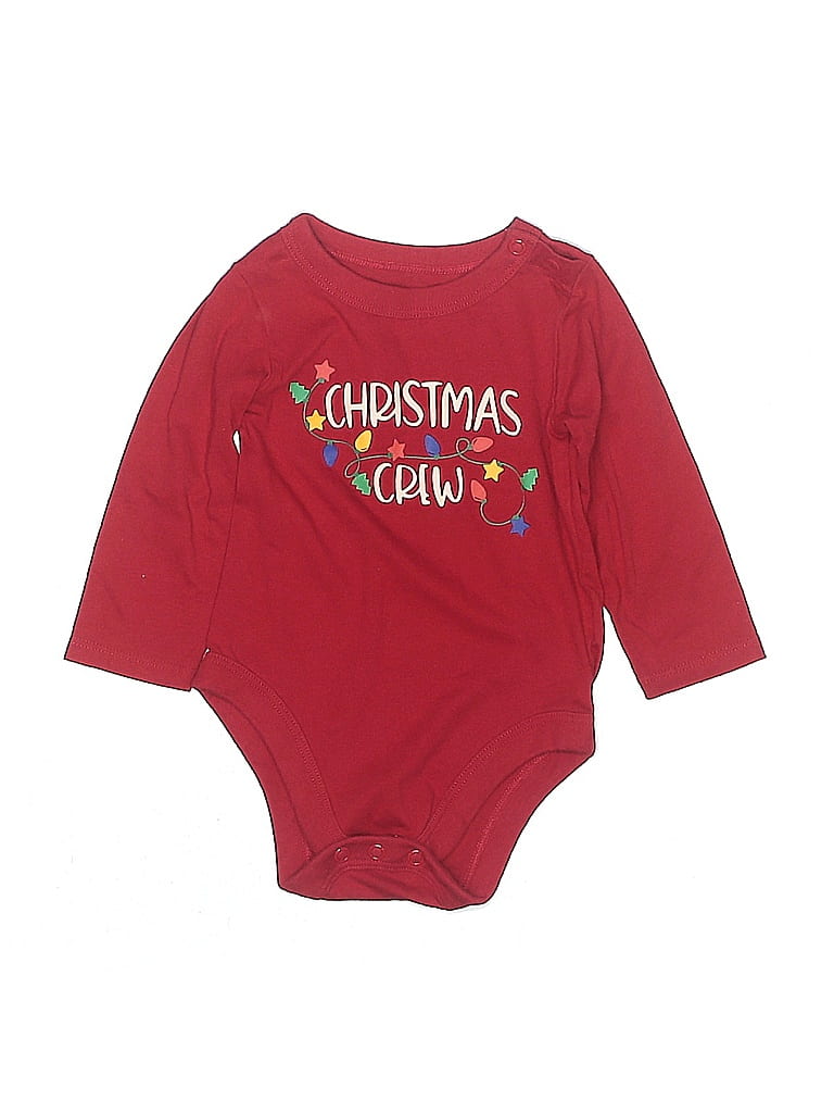 Pre-owned Holiday Time Babies' Long Sleeve Onesie In Red