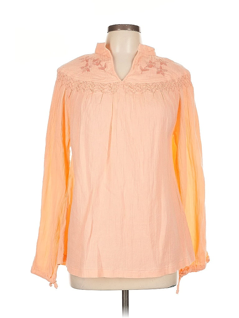 Pre-owned Adam Tucker Long Sleeve Blouse In Orange