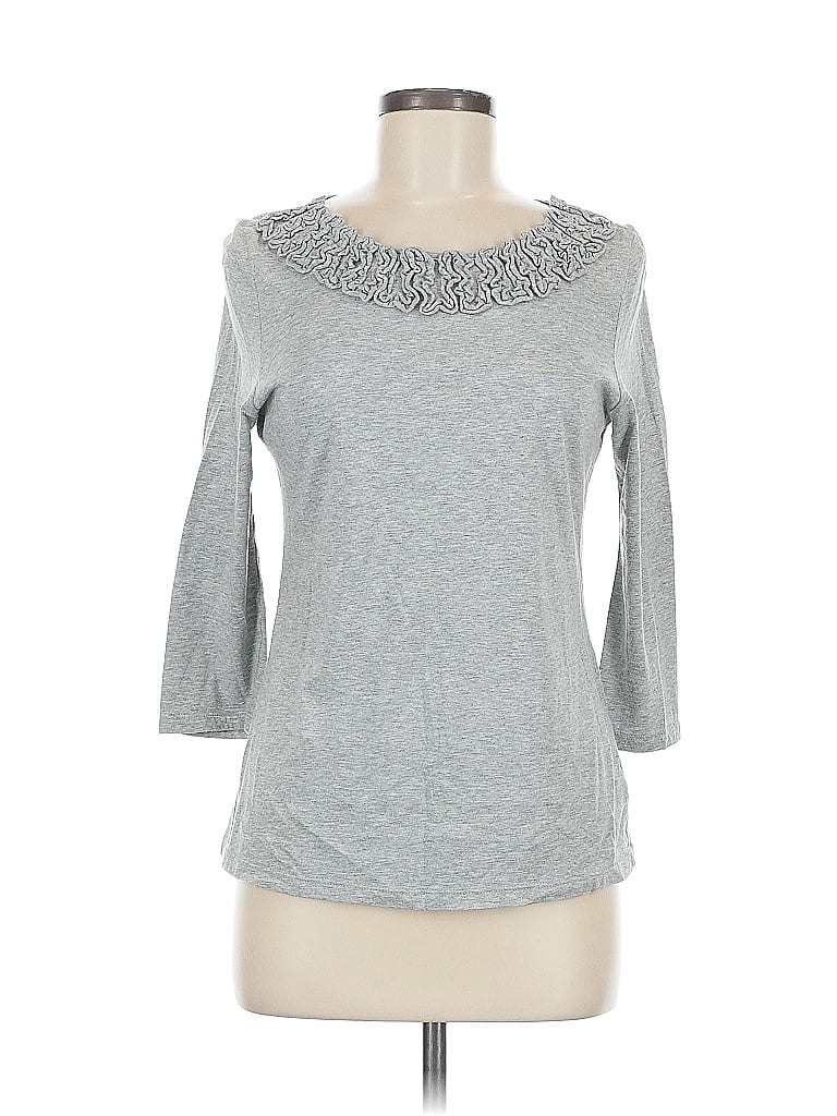 Click to view more detailed imagery on our partner's website Pre-owned Charter Club 3/4 Sleeve Top Gray Cowl Neck Tops