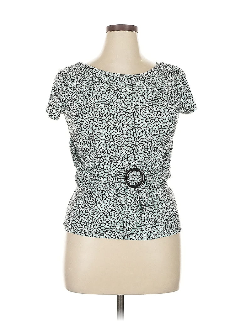 Pre-owned Perceptions Short Sleeve Top Green Sweetheart Neckline Tops