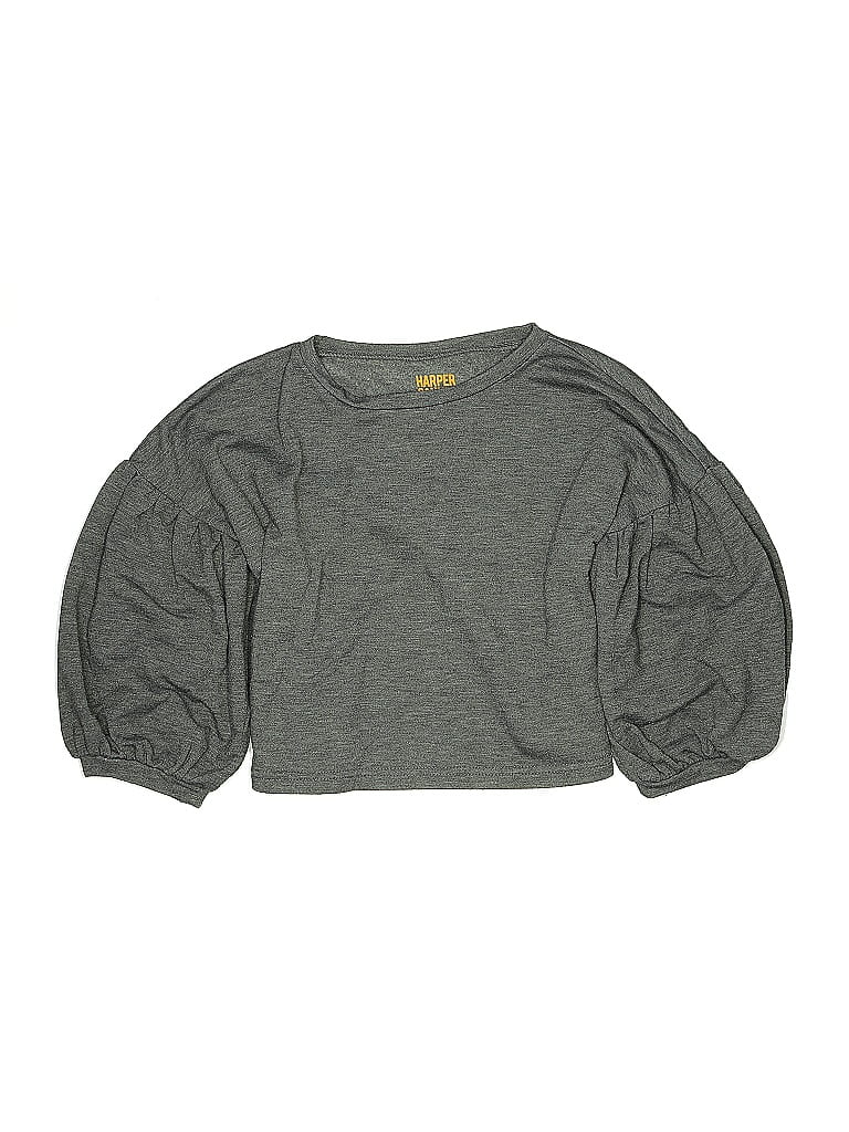 Pre-owned Assorted Brands Kids' Long Sleeve Top Gray Crew Neck Tops